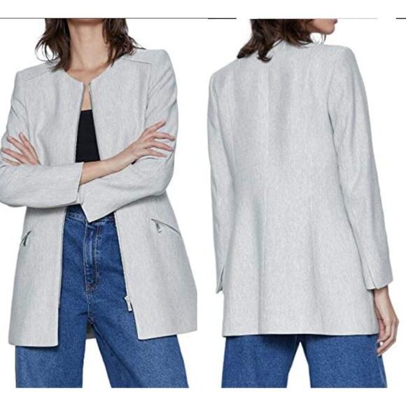 Zara Women Tailored frock coat with zip Gray size Medium‎ - Picture 1 of 8